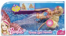 Barbė iš Mattel Sparkle Lights Undinėlė V7046 Lėlė Barbie Putojanti Undinėlė Blondinė