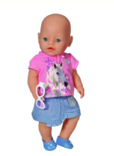 Kūdikio gimimo menas. 819357A Lėlės kūdikių džinsinio audinio drabužiai, 43 cm