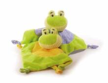 Djeco Art.7166  Doudou Froggy Mīksta rotaļlieta Miega lupatiņa - grabulis 'Varde'