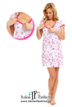 Italian fashion Casablanca - Ночная рубашка для беременных/кормящих с коротким рукавом (розовый)