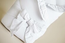 MimiNu Biancoline Хлопковый конвертик одеялко c кружевами, для выписки (для новорождённого) 80х80 см