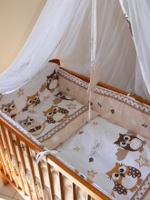  MimiNu Owl Beige Kokvilnas gultas veļas komplekts no 3 daļām  135x100