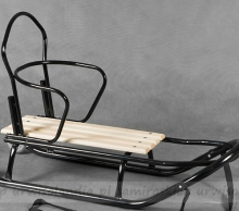 Gusio OP Sledge Art.72560 Black Bērnu kvalitatīvas koka/metāla ragavas no metāla un koka ar muguriņu un ar stumjamo rokturi