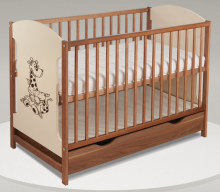 Bobas Miki Giraffe 103, riekstkoks/krēms  bērnu gulta ar atvilktni