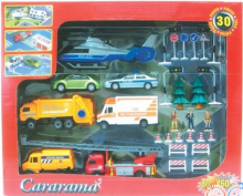 Cararama Art.70003 Augstas kvalitātes komplekts liels Pilsētu kvartāli ar auto tehniku + karte-shēma