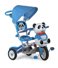 Interaktyvus vaikų triratukas „Babymix ET-A23-3 Panda“ su stogu ir rankena