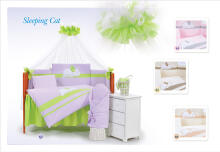 Tuttolina Sleeping Cat Beige Bērnu gultas veļas komplekts virspalags + spilvendrana