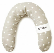 La Bebe™ Rich Cotton Nursing Maternity Pillow Art.78700 Dark beige&White stars Pakaviņš (pakavs) mazuļa barošana, gulēšanai, pakaviņš grūtniecēm, 30x104 cm
