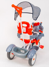 Babymix AL JG-870 Silver interaktīvs bērnu trīsritenis ar jumtiņu un rokturi  Zilonis