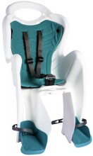 Bellelli MrFox Standard balts ar zaļu bērnu velosēdeklis uz rāmja