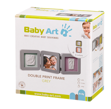 „Baby Art“ rankų ir kojų atspaudai pilkos spalvos. 34120139 trijų dalių rėmas + įspaudų rinkinys