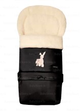 Womar Exclusive №20-82850 Black 2-daļīgs ratu guļammaiss ar aitas vilnas oderi un pagarinājumu 106 cm