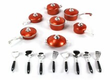 Kitchen Art.3815 Metal Pots and Pans Kitchen Cookware Playset for Kids with Cooking Utensils Set