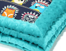 La Millou Art. 83445 Infart Blanket Indian Zoo Teal Высококачественное детское двустороннее одеяло от Дизайнера Ла Миллоу (65x75 см) 
