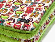 „La Millou“ menas. 83455 Toddler antklodė Wild Owls Green Premium dvipusė antklodė (80x100 cm)