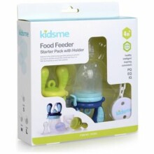 Kidsme Blue&Green Baby Food Feeder Set  Art.160362 Mazuļu silikona svaiga ēdiena barošanas ierīces komplekts