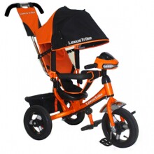 Elgrom Trike Art. 38138 Black-Orange Детский интерактивный трехколесный велосипед со световыми и звуковыми эффектами, c надувными колёсами, ручкой управ