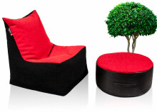 Qubo™ Lazy Cat Pouf Black&Red Art.85181 Sēžammaiss, Puffs, Mīkstais bean bags