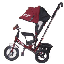 Elgrom Little Tiger Art.950 Red Детский трехколесный интерактивный велосипед c надувными колёсами, ручкой управления и крышей