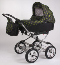 „Bambi Classic Air Art.05“ klasikinis vaikiškas vežimėlis su krepšiu, ypač lengvu aliuminio rėmu [8kg], su pripučiamais ratais