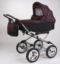 „Bambi Classic Air Art.02 Classic“ vaikiškas vežimėlis su krepšiu, ypač lengvas aliuminio rėmas [8kg], su pripučiamais ratais