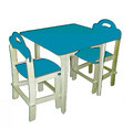 WoodyGoody menas. 59931 Vaikų baldų komplektas Stalas ir 2 kėdės spalvotos