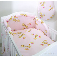 Mamo Tato Col. Pink Kokvilnas gultas veļas komplekts no 4 daļam (60/90x120 cm)