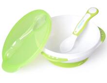 Kidsme Suction Bowl Art.9832 Lime Bļodiņa ar piesūcekņi, vāciņu un termokarotīti