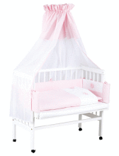 Klups Art.14177 Piccolo C-7 Pink Kомплект постельного белья в колыбельку из 7 частей, розовый