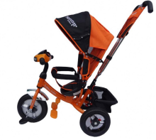 Elgrom Trike Art. 38138 Black-Orange Детский интерактивный трехколесный велосипед со световыми и звуковыми эффектами, c надувными колёсами, ручкой управ