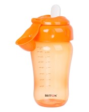 „Britton“ nepersipilantis minkštasis snapelis Taurė B1516 Oranžinis neslystantis puodelis su minkštu dangteliu, 270 ml