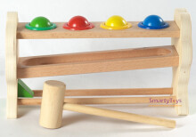 Play Smart Art.D003 Деревянная развивающая игрушка c молоточком Горка-шарики