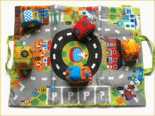 K's Kids Cars in Town Art.KA10665 Automašīnu komplekts Auto pilsētā: paklājs un 9 mīkstas automašīnas