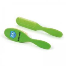 Babymix Art.BD80046 Matu ķemme un suka ar ļoti mīkstiem dabīgiem sariem Pūce Zaļa