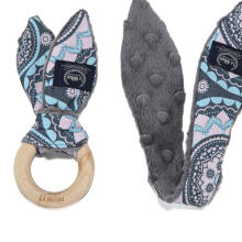 La Millou Art.56970 Woody Bunny - Mosaic-Grey grabulis zaķēns ar koka zobgrauzni