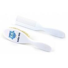 Babymix Art.BD80046 Matu ķemme un suka ar ļoti mīkstiem dabīgiem sariem Pūce Zaļa