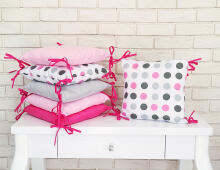 La bebe™ Cotton Borders Set 8 Art.91817 Dots pink 8 parts bedding