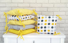 La bebe™ Cotton Borders Set 8 Art.91818 Dots/yellow Комплект постельного белья из 8 частей