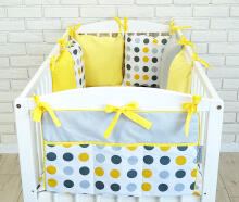 La bebe™ Cotton Borders Set 8 Art.91818 Dots/yellow Комплект постельного белья из 8 частей